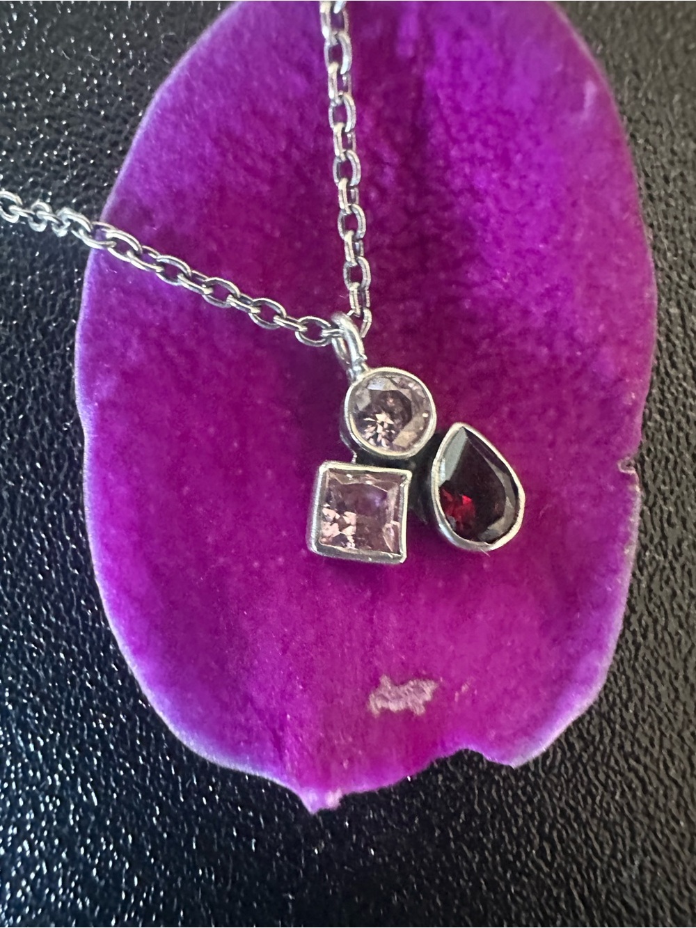 Silpada Delicate sterling Silver 925 Necklace with pink zirconia and Garnet